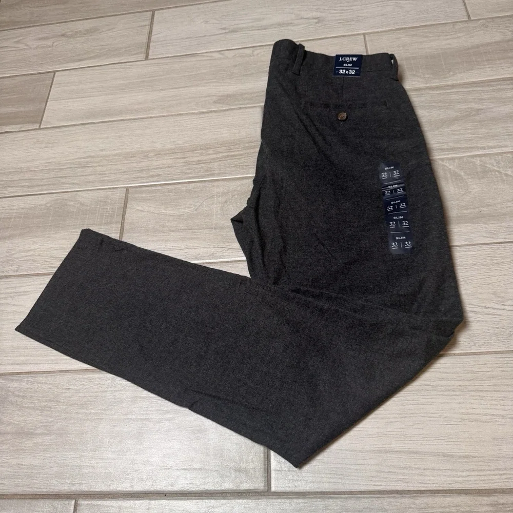 J. Crew Factory Flex Slim Fit Brushed Cotton Blend Chino in Charcoal 32x32 BK737